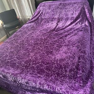 Retro Elvis  vibes purple crushed velvet floral bed cover full size cotton dyed